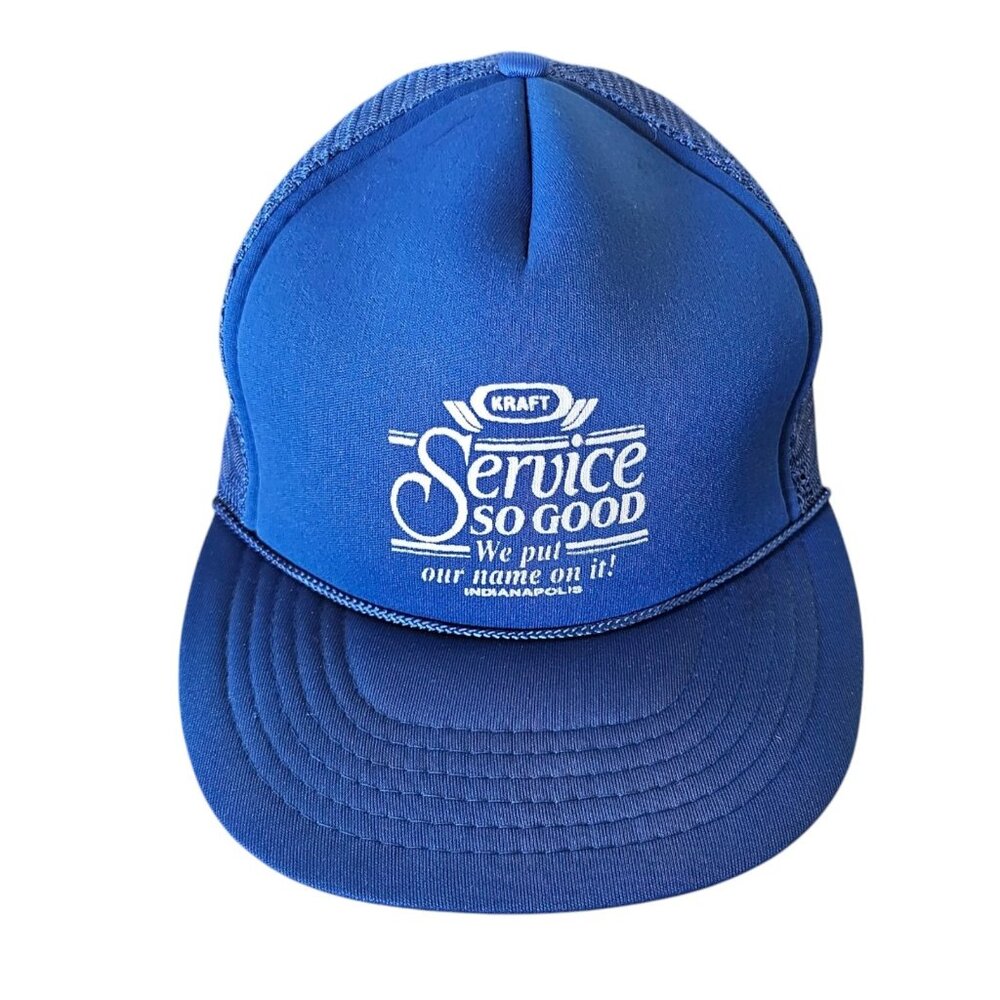 VTG Kraft Cheese 80s Blue Foam Trucker Rope Hat Snapback Mesh Indianapolis S/M